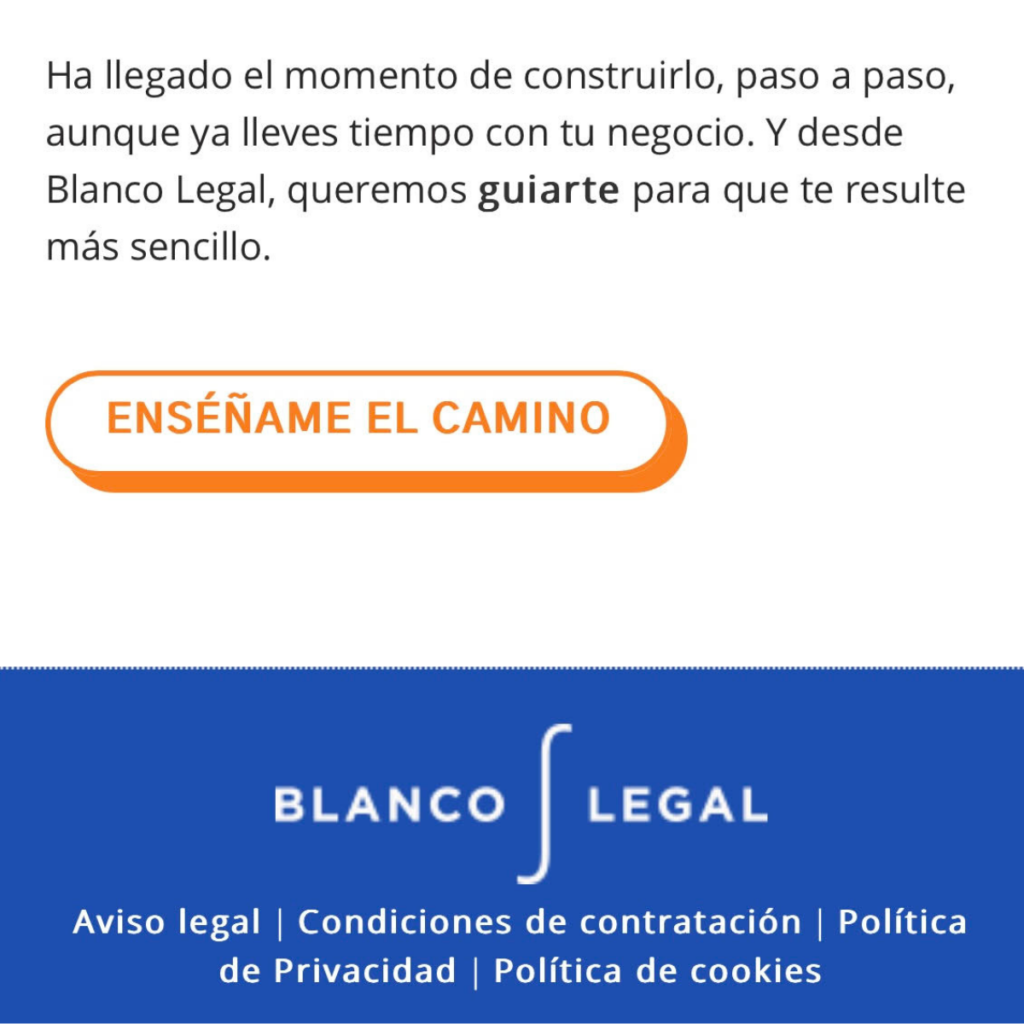 Ejemplo de menú footer con avisos y políticas para cumplir la RGPD